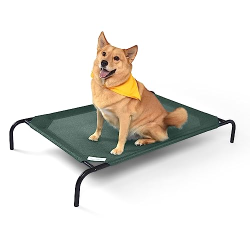Coolaroo Gale Pacific The Original Cooling Elevated Dog Bed, Indoor and Outdoor, Large, Brunswick Green, 51.00″ x 31.50″ x 8.00″
