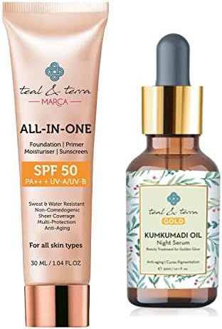 Teal & Terra - Kumkumadi Oil with All in One Face Care Cream - Best Skin Care Pack