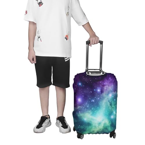 Green Blue Purple Galaxy Luggage Cover, Washable Elastic Suitcase Cover Protector Fit 18-32 Inch Luggage 7
