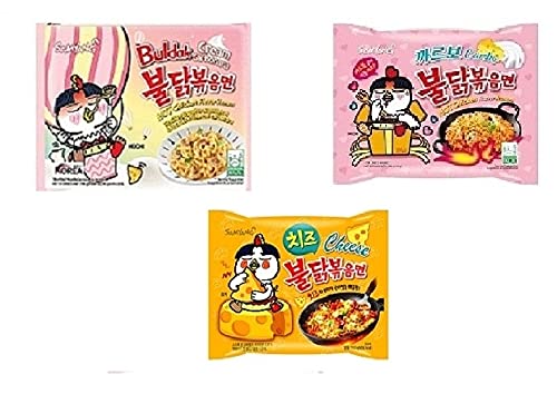 Sam Yang Korean Buldak Cream Carbonara Noodles Pk1 & Buldak Carbo Noddles Pk1 & Buldak Cheese Pk1(420Gm)(Imported) Pack Of... - Review, Price and Buying Guide