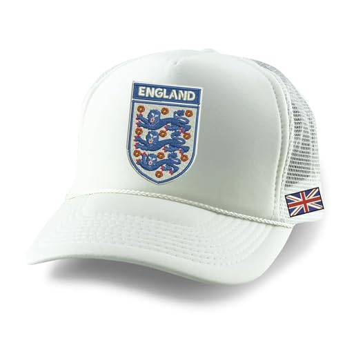 World Soccer 2026 National Flag Trucker Hat Soccer Fan Gift All Teams Embroidered Mesh Cap (White England)