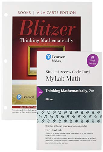 Thinking Mathematically, Loose-Leaf Edition Plus MyLab Math with Pearson eText -- 18 Week Access Card Package