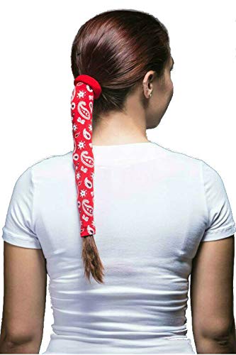 Red Paisley Wrapter Hair Ponytail Holder Cover Band Tie Wrap Tube ~ Tangle Free!