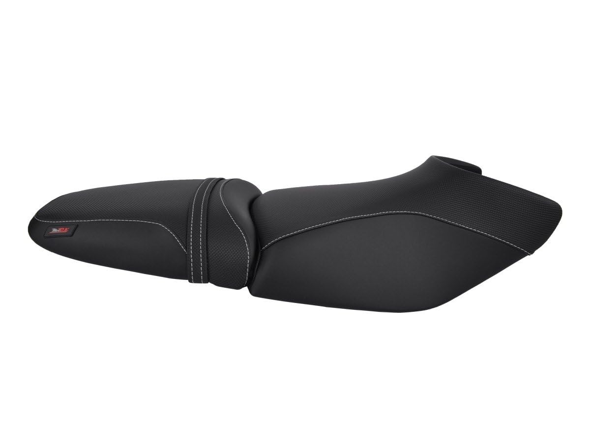 Coprisella compatibile con BMW R1150R Rockster 2003-2005 nero con cuciture grigio chiaro