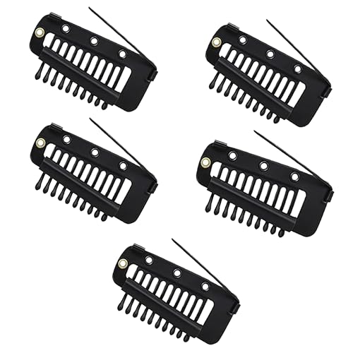Image of TEMPERIA (5pcs) Dupatta Clips for Brides - Bridal Saree Pallu Chunni Setting Holding Safety Pin for Head - Hair Patch Wig Clips for Women - Black