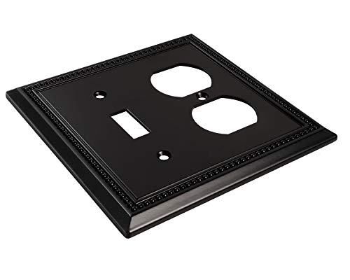 Image of Henne Bery Sunken Pearls Heavy Duty Decorative Wall Plate Switch Plate Outlet Cover (Toggle /Duplex, Matte Black)
