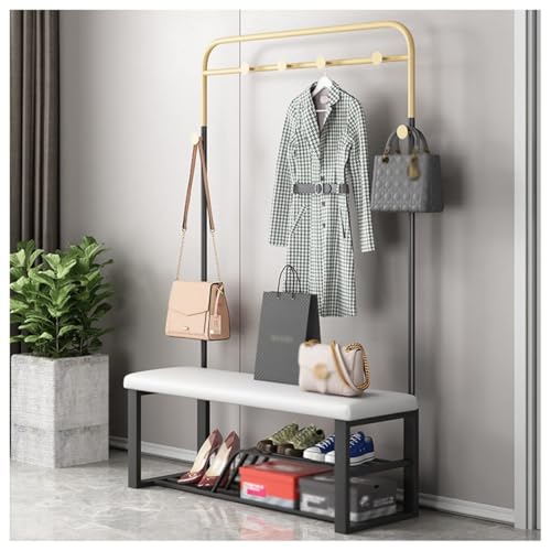 Porte-manteau vestiaire d'entrée 100 cm avec étagère à chaussures métal