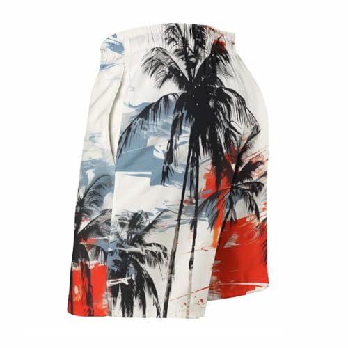 Men's Swim Trunks Fashion Palm Pattern Summer Beach Board Shorts Quick Dry Bathing Suits3