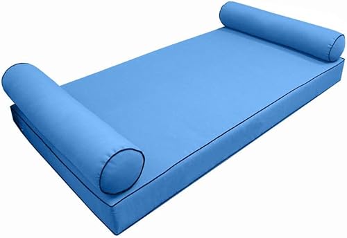 * Solo funda*-Estilo 5 fundas de almohada para colchón de sofá cama para exteriores, ribete de tubería de contraste, tamaño individual - AD102