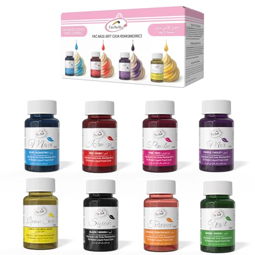 Colorant Alimentaire Liposoluble – 8 × 25 ml | Colorants Alimentaires à Base d’Huile pour Chocolat, Crème au Beurre, Bonbons & Glaçage | Hautement Concentré, Qualité Professionnelle