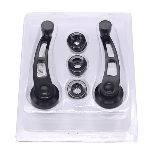 Image of 1 Pair Black Window Crank Handle Chrome Billet Aluminum 4 1 /4 Window Crank Handle Fits for Hot Rod Chevy Ford Chrysler