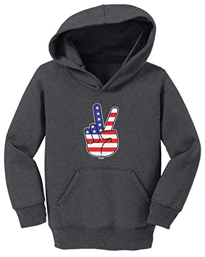 Tcombo Peace Sign - American Flag USA Toddler/Youth Fleece Hoodie2