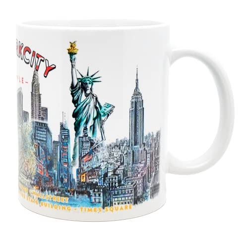 DESSAPT Arts - New York City - Mug Céramique 325 ml - Mug céramique 325ml - Tasse-Cadeau Unique avec les Magnifiques Paysages New-Yorkais - Imprimé en France - Blanc...