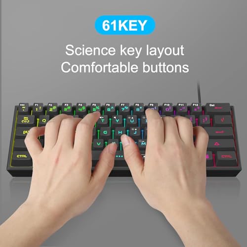 Image of MageGee TS91 Mini 60% Gaming Keyboard, RGB Backlit 61 Key Keyboard, Ergonomic Waterproof Mechanical Feeling Office Computer Keyboard for PC, MAC, PS4, Gamer -Violet