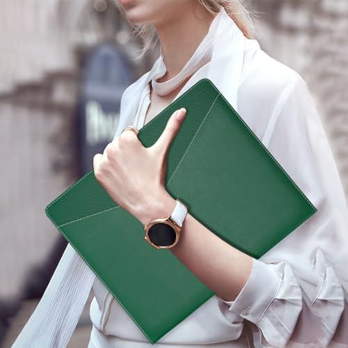 Toplive Padfolio 3 Ring Binder Organizer Business Portfolio Folder for Women, A4/ Letter Size PU Leather Portfolio Padfolio for Interview Conference Presentation, Dark Green - Thumbnail 2