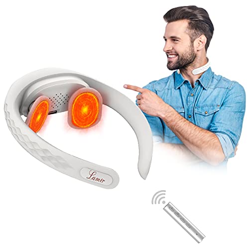 Neck Massager with Heat, Voice Broadcast, Smart Cordless Smart Neck Back Massager, 6 Modes 15 Levels Portable Neck Relaxer Gifts for Women Men, Home, Travel, Gifts for Father Mother Friends