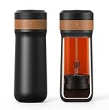 Encoola Portable French Press Travel Coffee Maker 14oz/400g Mini French Press Mug Insulated Filter C
