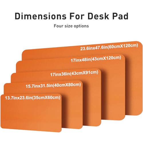 Image of Aothia Faux Leather Desk Mat - Large Mouse Pad, Non-Slip PU Leather Blotter, Waterproof Writing Surface for Office and Home (Hermes Orange, 47.2 inch x 23.6 inch)