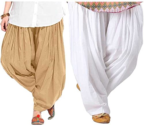 NOBHOB woman's plain cotton patiala salwar combo of 2 (free size) patiala || patiyala || patiala pants || cotton patiala || patiala combo (multicolour)