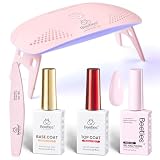 Beetles 10ML HEMA-Free Pink Gel Nail Kit with U V Light 5Pcs Gel Polish Set