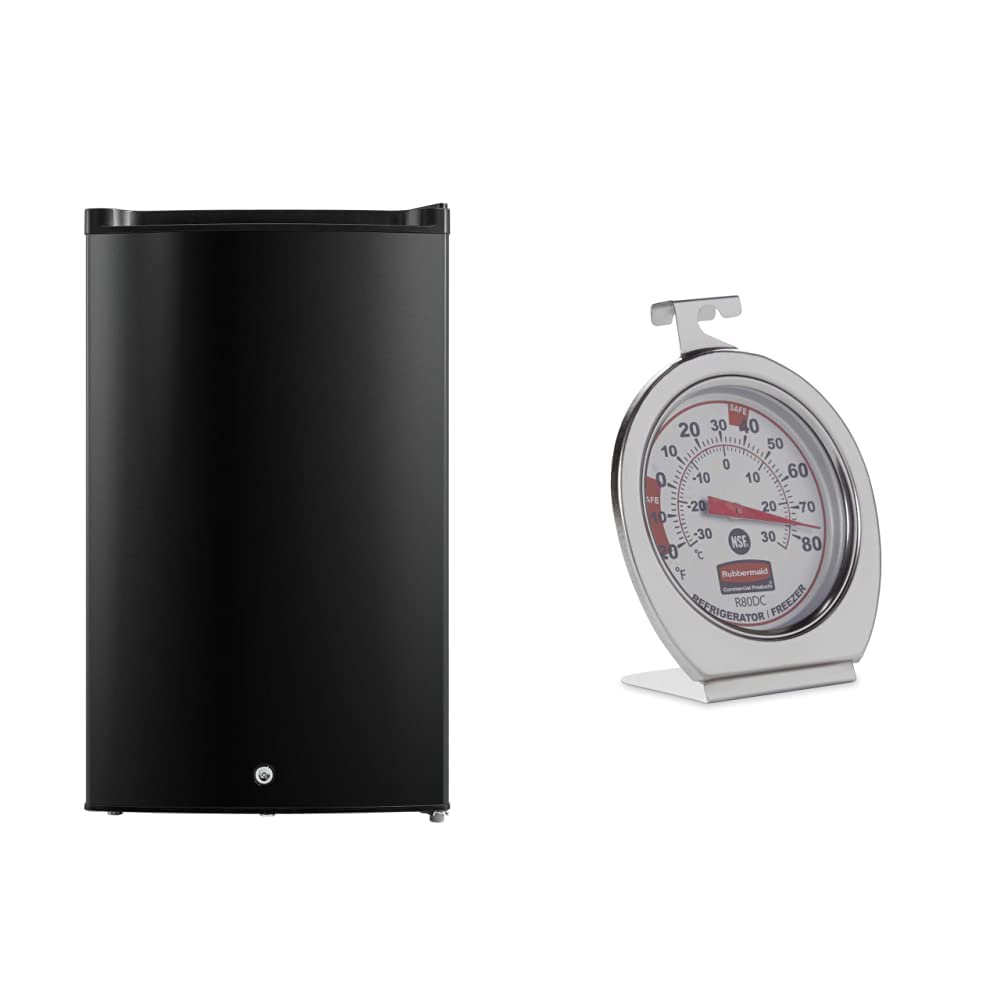 Midea MRU03M2ABB Upright Freezer Large Black, 3.0 Cubic Feet, White & Rubbermaid FGR80DC Refrigerato