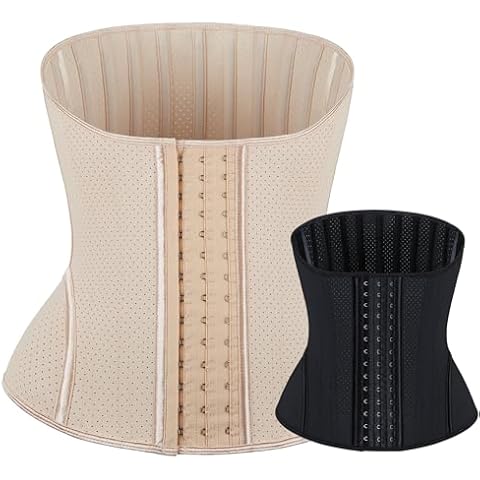 Latex Waist Trainer For Women - Beige Underbust Corset Top - Waist Cincher Shapewear - Body Shaper (Small, Beige) Cover