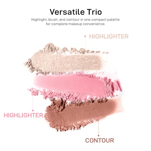 Image of Multibrite Blush Highlighter & Contour Palette 3 in 1 Makeup Powder Set Compact Powder Blush Highlighter Silky Smooth Face Blush Cheek Tint, Moisturizing Luminizer for Women (M02 Peach)