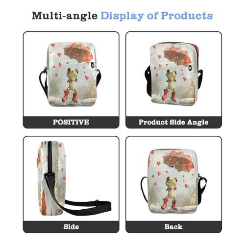 Crossbody Bag Funny Frog Red Umbrella Messenger Bag for Women Men Purse Shoulder Bag Satchel Bag with Adjustable Strap 214B89384