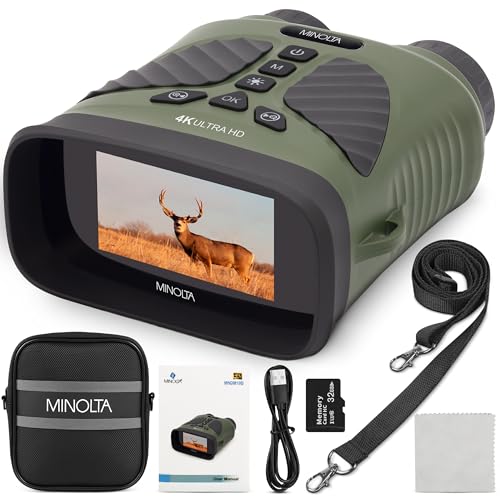 Minolta 10x25 Digital Night Vision Monocular w/Built-in 4K HD Video Camera (Green)