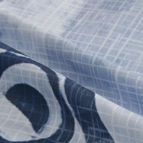 Image of Signature Digital Print Geometric Designs Super King Size Bedsheet - 108 x 108 inches | 100% Cotton-Feel Soft Fabric | Fade-Resistant Colors | 2 Matching Pillow Covers (Indigo Mandala)