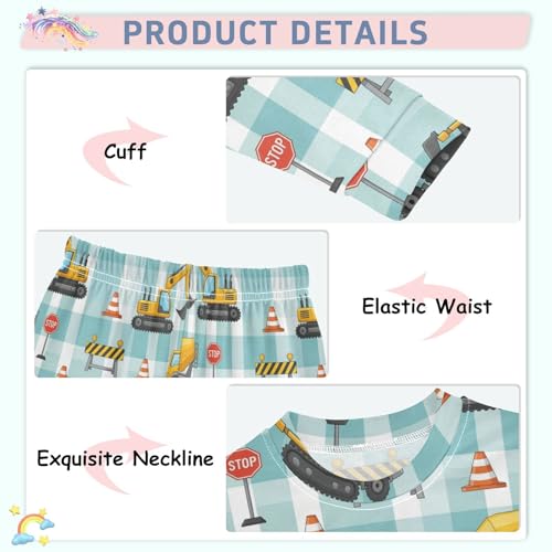 Pajama Sets Long Sleeve Construction Vehicles Pattern Design Soft Comfy Sleepwear 2 Piece PJS 3-8T4
