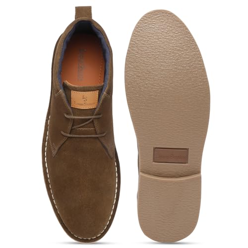 Image of LOUIS STITCH Chukka Boots For Men| Suede Leather Boots for Men| High Ankle Casual Boot | Casual Office & Trekking Shoes | Hiking Boots for Men | Stitch Down Desert Boots |Size-UK012 Olive Green [LSSDSUCKCUCM]