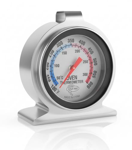 Foto von Chef Aid Edelstahl Ofenthermometer für Umluft-, Elektroöfen – Präzise Temperaturanzeige – Robust und leicht ablesbar – Perfekt für Braten & Backen