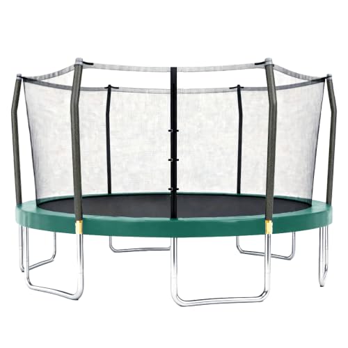 Skywalker 15FT Round Trampoline with Safety Enclosure Net – Heavy Duty Outdoor Trampoline for Kids & Teens, Green