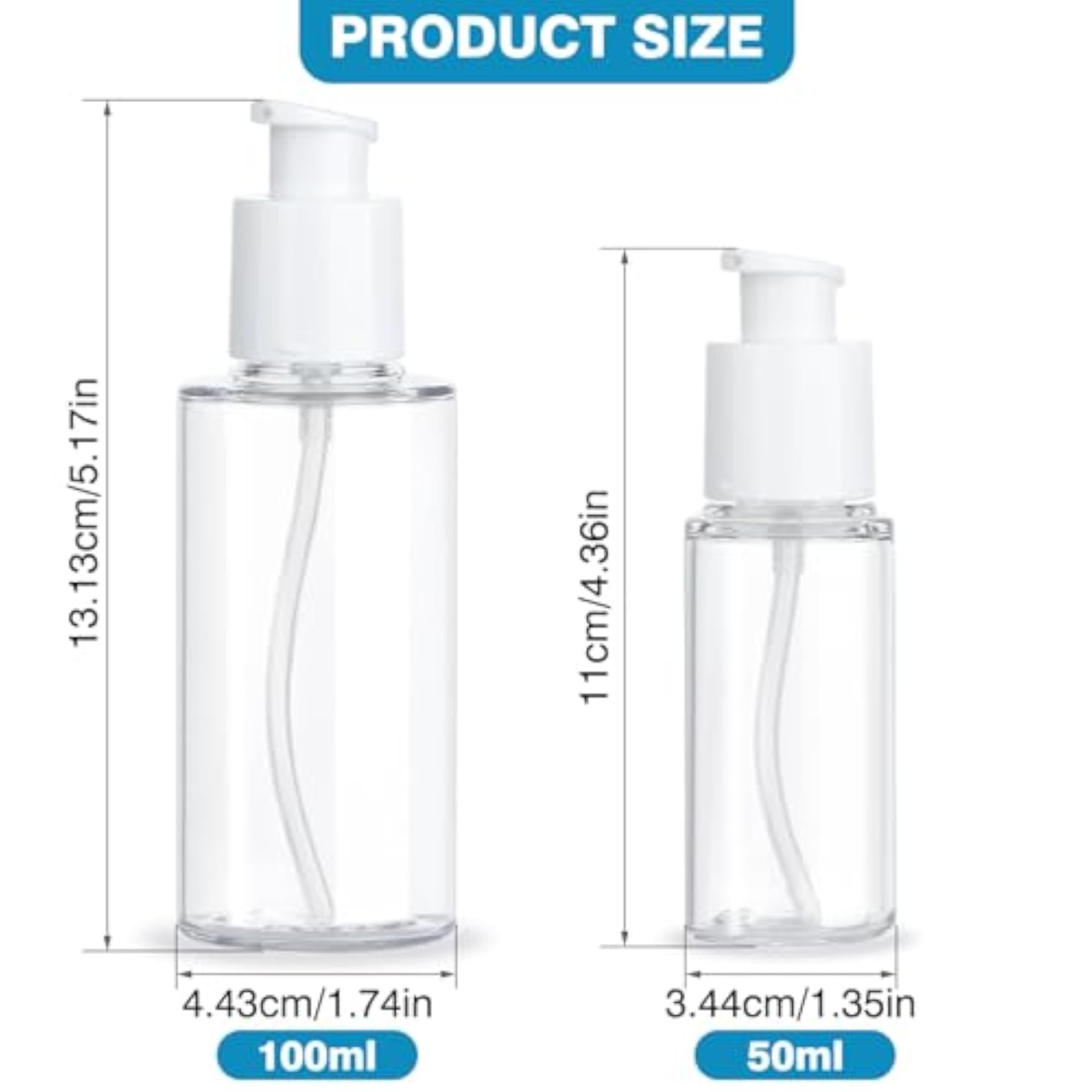 2pcs Cosmetic Pump Container for Cream Essential Oils, 1.6oz