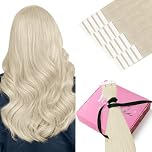 YoungSee Blonde Tape Hair Extensions Real Human Hair Platinum Blonde Tape in Hair Extensions Invisible Tape-in Extensions Tapes for Women 22In 20pcs 50g