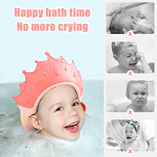 Baby Shower Cap Shield, Shower Cap For Kids, Visor Hat For Eye And Ear Protection For 0-9 Years Old Children, Baby Hair Washing Guard, Baby Bath Hat Cute Crown Shape Makes The Baby Bath More Fun #TOP1