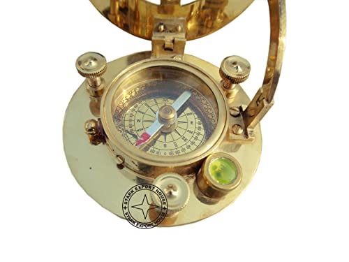 Brújula con reloj de sol de latón 3 pulgadas miniatura 6