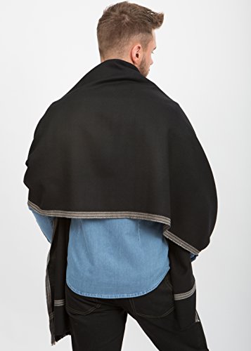 Likemary - Mens Wool Scarf - Winter Scarf For Men - Oversize Scarf Merino Wool - Travel Blanket Scarf Mens - Meditation Shawl - Ethical Gift - Shoreditch - Black 100 X 200Cm #TOP3