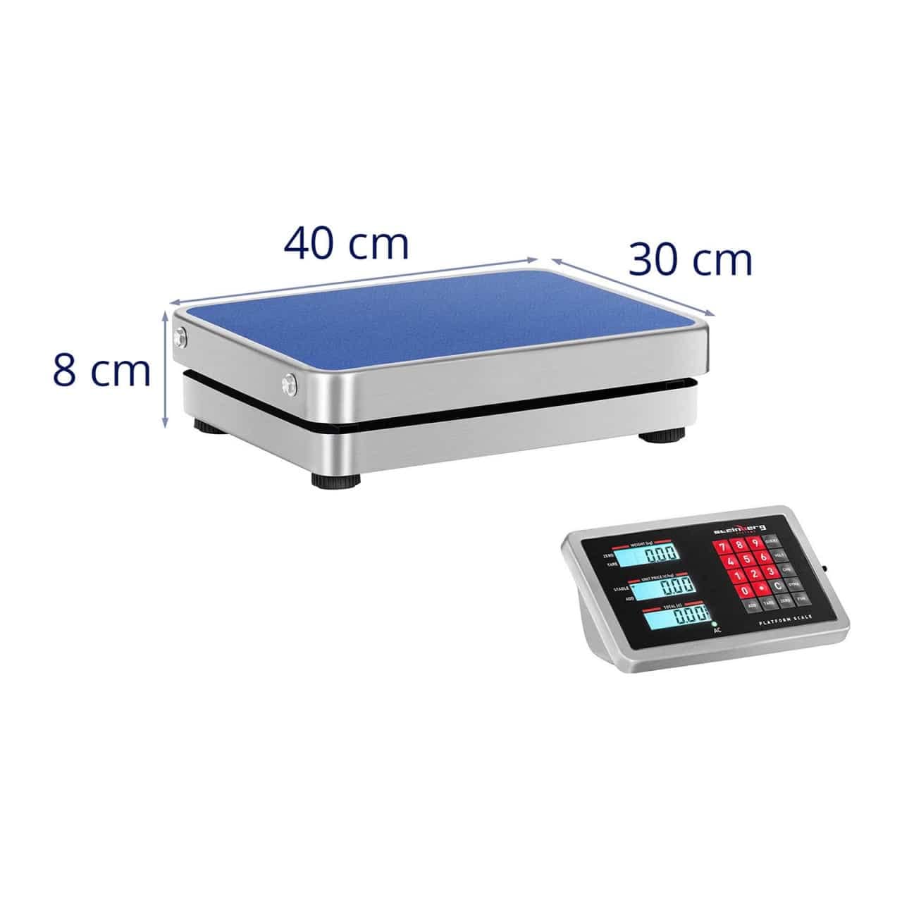 Steinberg Systems Plattformwaage 0,2 - 100 kg Wiegefläche 30 x 40 cm kabellose Bedien- und Anzeigeeinheit Industriewaage Systemwaage