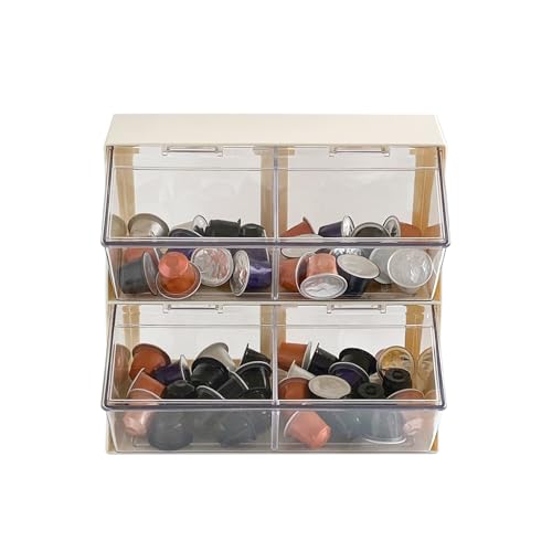 NINEWEEN Large Coffee and Tea Organizer with Lid, Plastic Creamer Holder for Coffee Bar, Coffee Accessories Storage Box for K Cups, Coffee Pod, Sugar Bags, Drinking Straw (White)