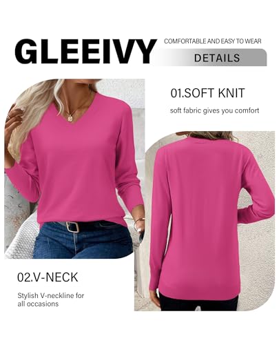 Image of Women's Spring Sweaters 2026 Casual Long Sleeve Pullover V Neck Lightweight Sweatshirts Cute Blouse Tops