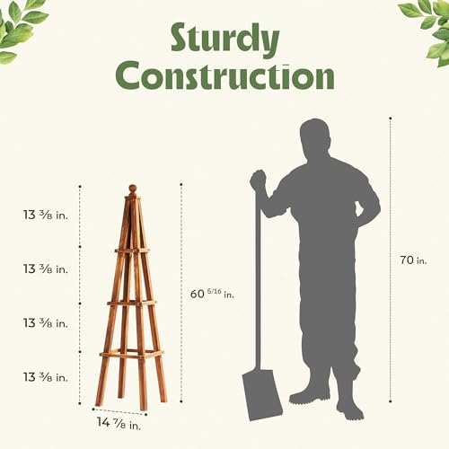 Idzo-61-Inch-Upgraded-Wood-Obelisk-Trellis-for-Climbing-Plants-Outdoors-Decorative-Brown-Finish-Durable-Design-Space-Saving-Structure-Easy-to-Assemble-Ideal-for-Gardens-Patios-and-Indoor-Use Idzo 61 Inch Upgraded Wood Obelisk Trellis for Climbing Plants Outdoors Decorative Brown Finish Durable Design Space Saving Structure Easy to Assemble Ideal for Gardens Patios and Indoor Use