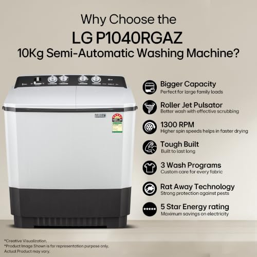 LG 10 Kg Semi-Automatic Top Load Washing Machine (Dark Gray) - Image 5