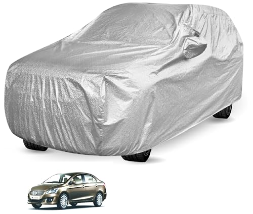 Image of Auto Hub Waterproof Car Cover Compatible with Maruti Ciaz with Mirror Pocket, Soft Cotton Lining, Waterproof Ciaz Car Cover- Metallic Silver