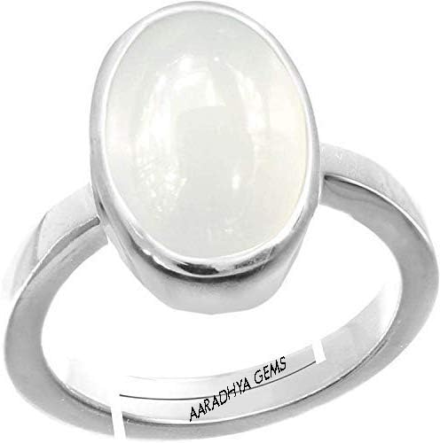 aaradhya gems 9.00 Ratti 8.00 Carat White Rashi Ratan Fire Opal Loose Gemstone Silver Plated Adjustable Ring for Men and Women-picture-21