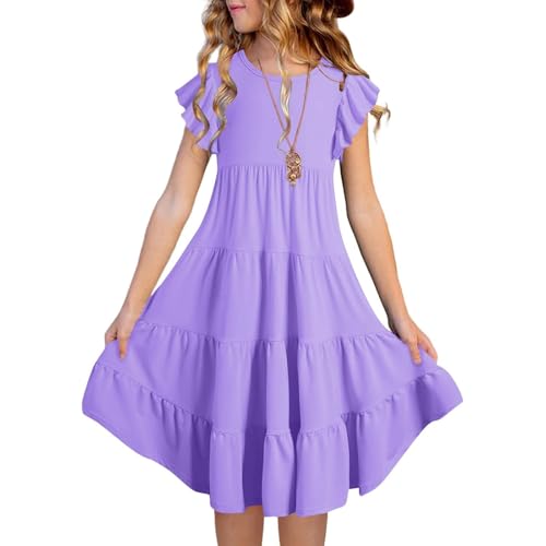 Vestidos de verano para niñas con mangas trapecio y llamativo efecto gradiente fluido 2