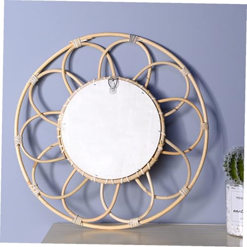 Miroir décoratif mural en rotin 30 cm de style bohème pour chambre - 7