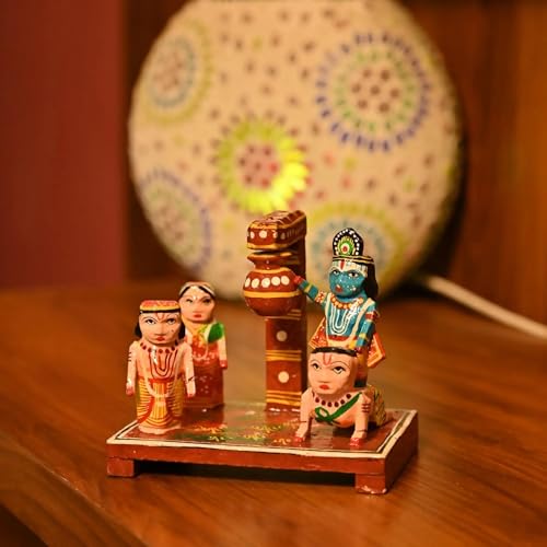 Figura de Madera Krishna Makhan Chor Handpainted miniatura 5