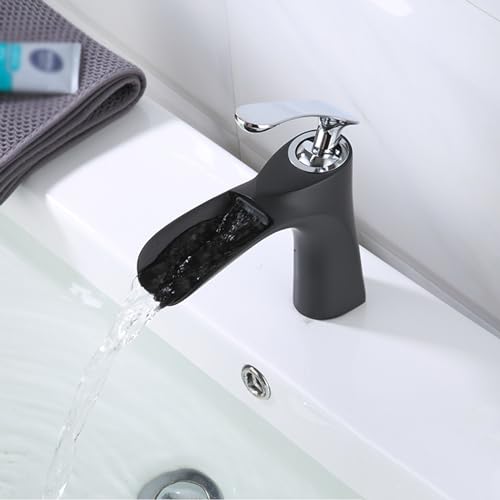Robinets cascade pour évier de salle de bain mitigeur monotrou noir